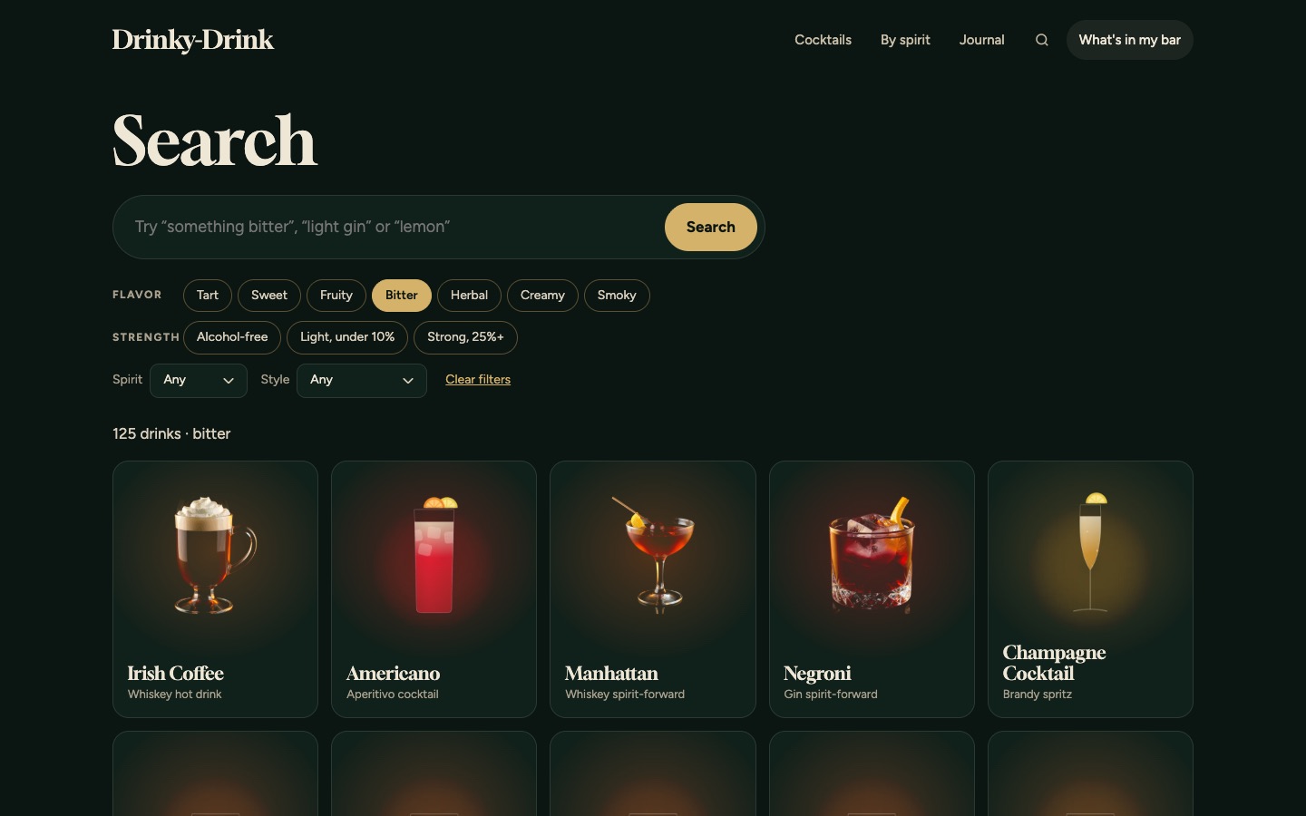 Search results with filter chips