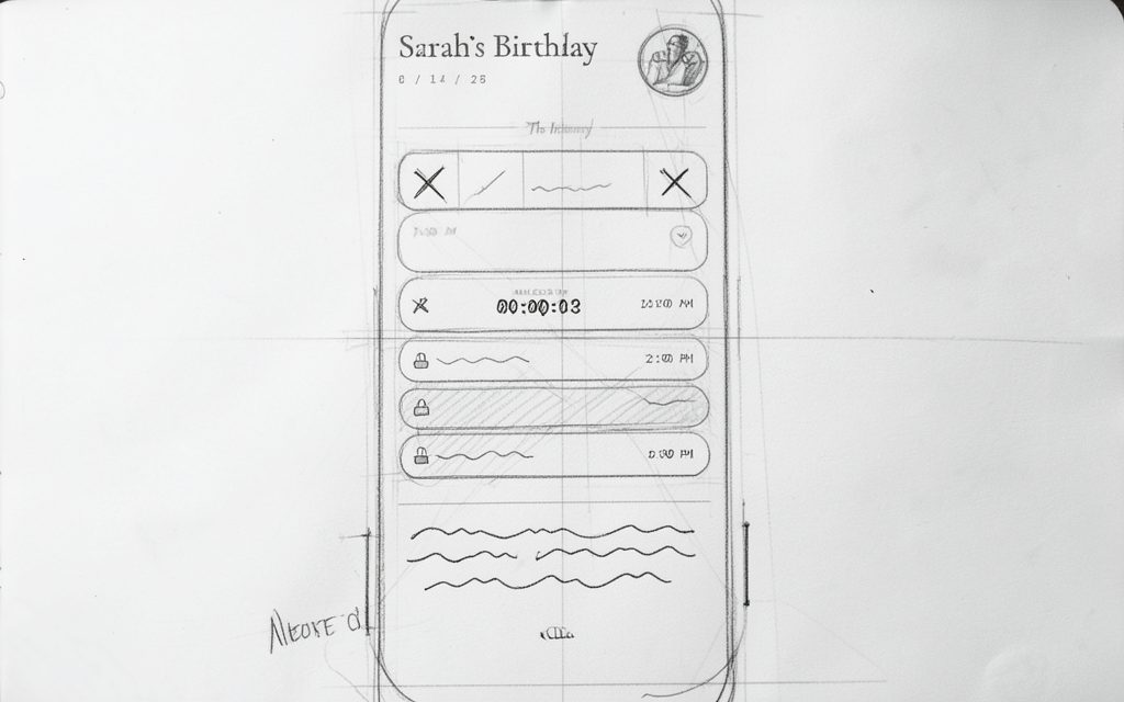 Pencil wireframe of the gift page