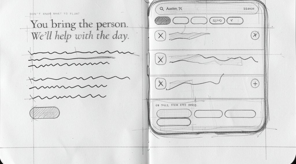 Pencil wireframe of the planner